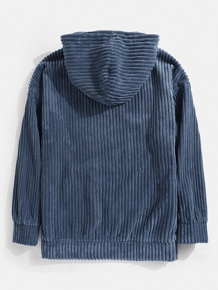 KZZ Men's Autumn/Winter Hooded Solid Color Hoodie
