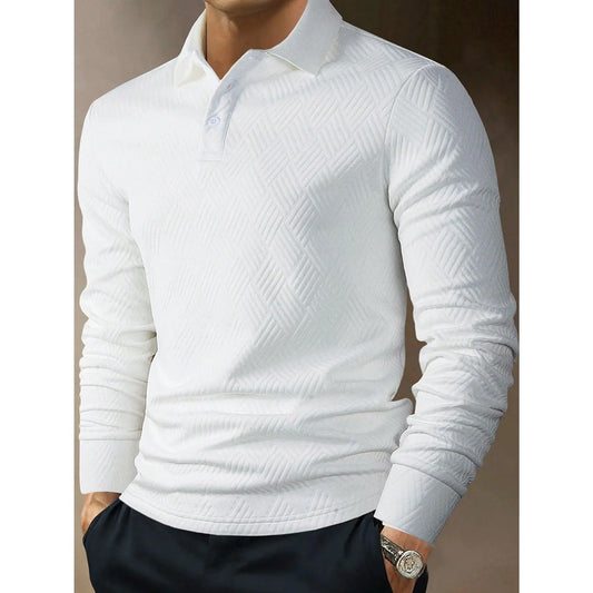 KZZ Men's Casual Plain Knit Long-Sleeve Polo Shirt
