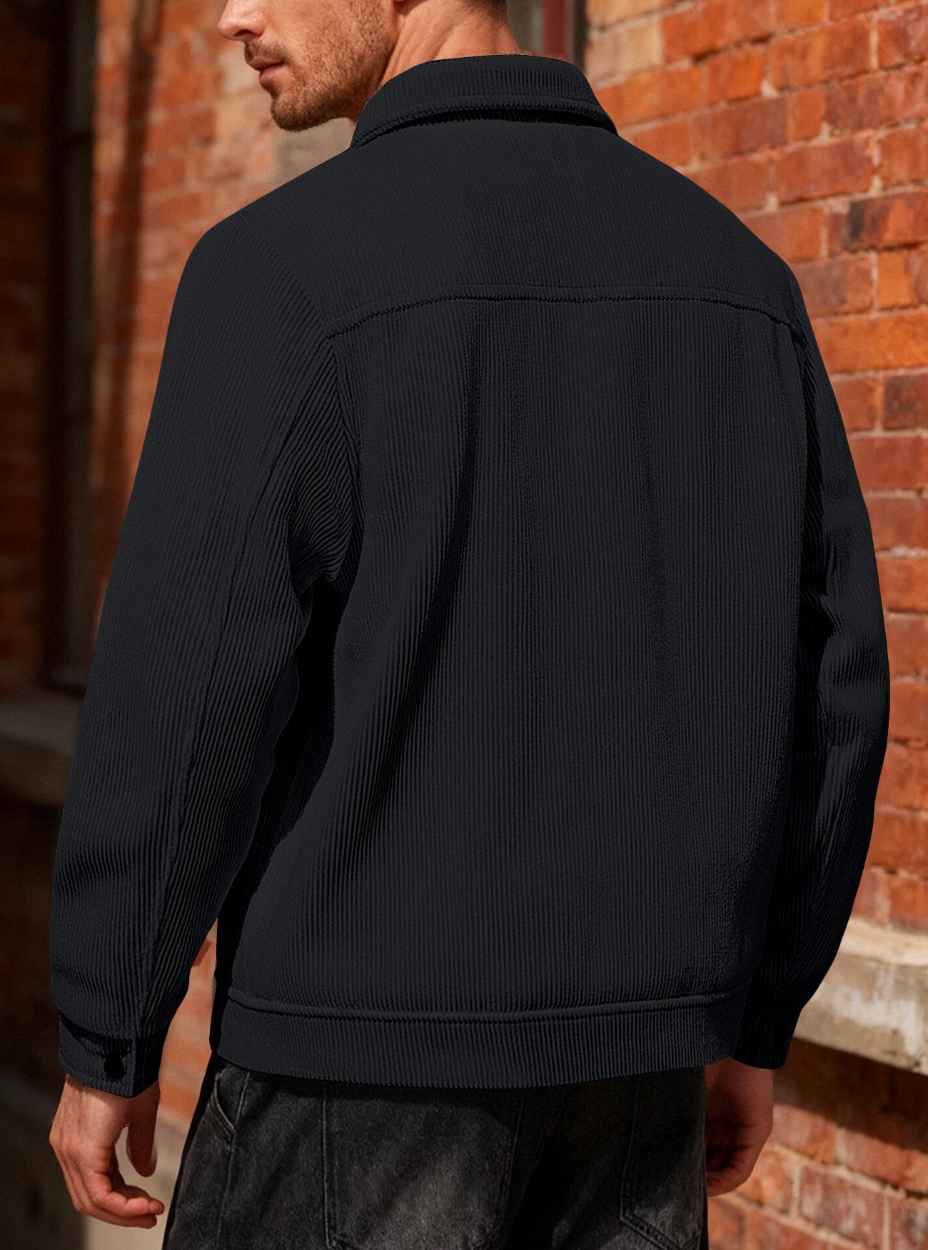 KZZ Men's Corduroy Jacket - Autumn/Winter Warm Collar Casual Coat