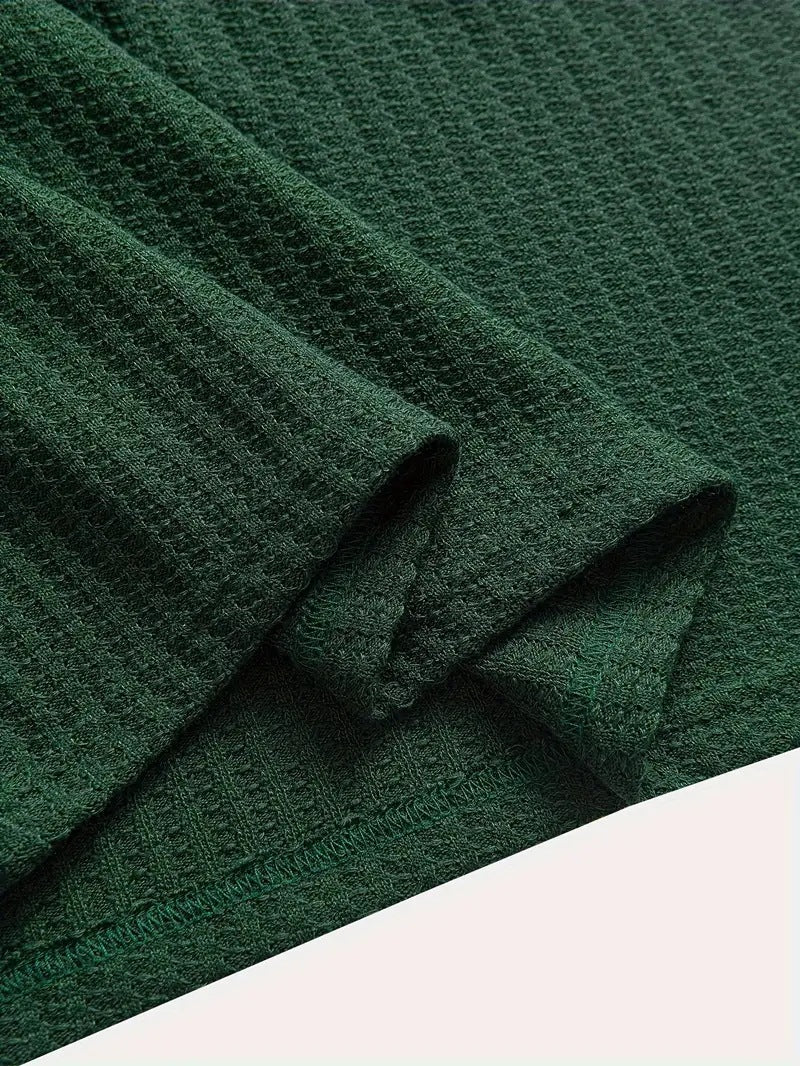 KZZ Men's solid color pique knit polo shirt