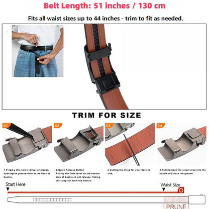 KZZ Mens Belt Leather Ratchet Easy Release Belt Dress and Casual Adjustable Belts