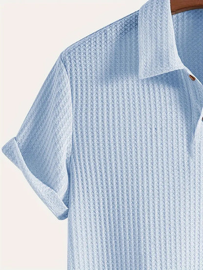 KZZ Men's solid color pique knit polo shirt