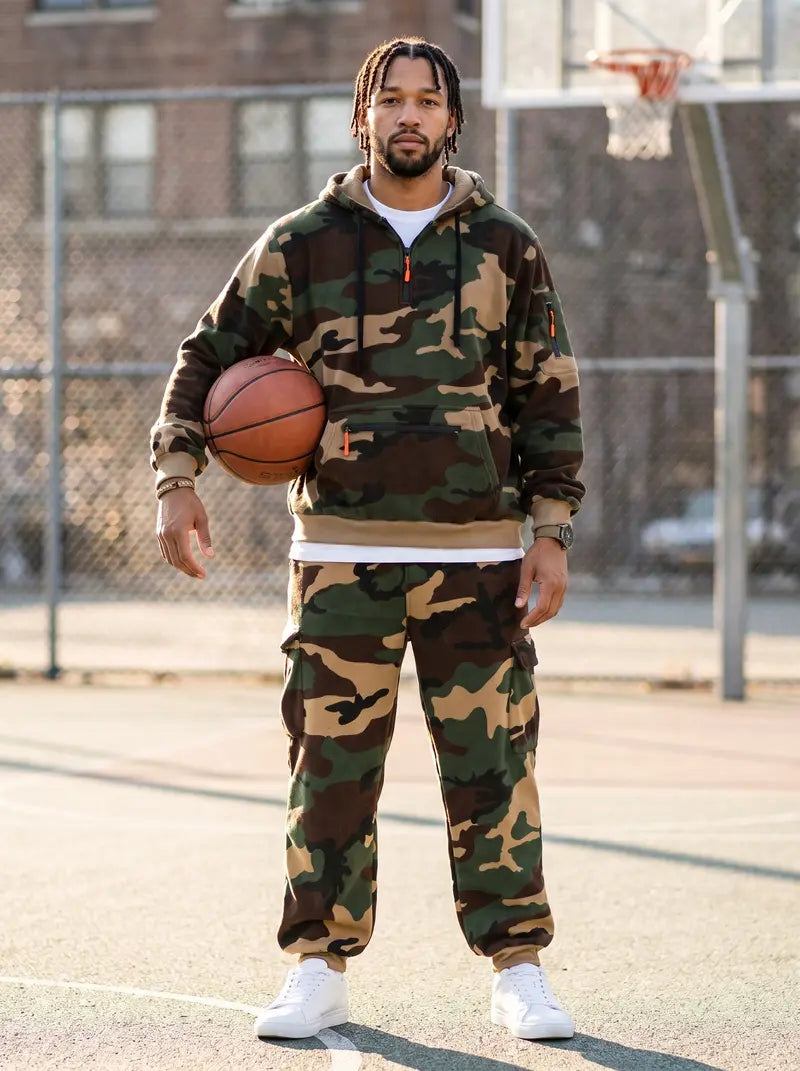 KZZ Men's two-piece camouflage tracksuit