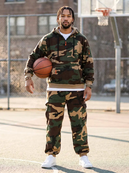 KZZ Men's two-piece camouflage tracksuit