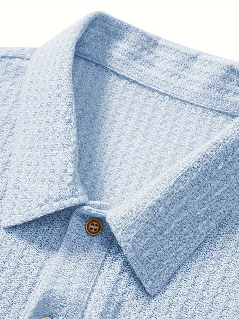 KZZ Men's solid color pique knit polo shirt