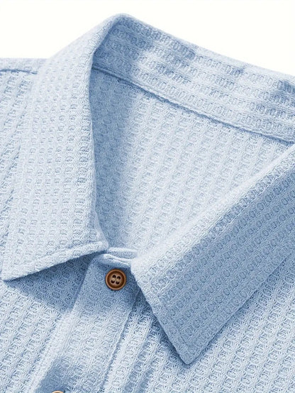 KZZ Men's solid color pique knit polo shirt