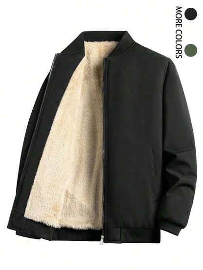 KZZ Men's solid color zip-up turtleneck warm coat