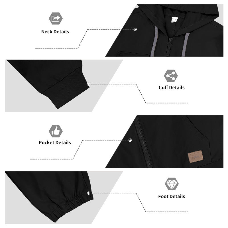 KZZ Men's Hooded Workwear Casual Street Style Jumpsuit
