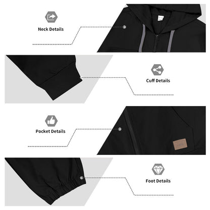 KZZ Men's Hooded Workwear Casual Street Style Jumpsuit
