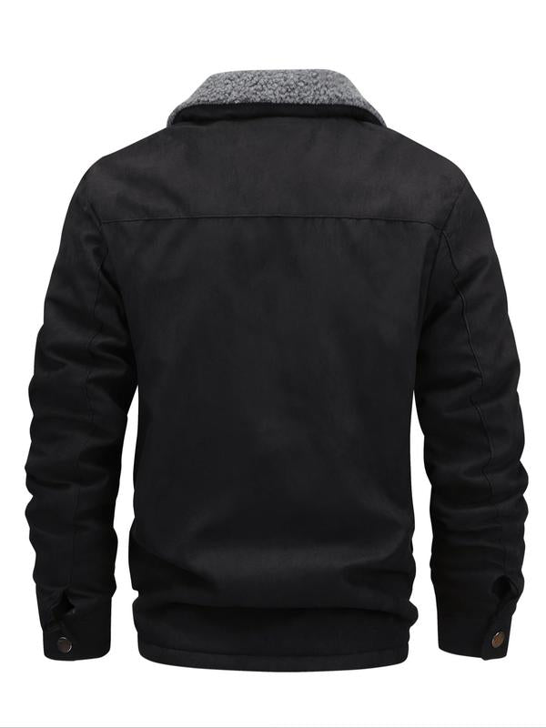KZZ Men's Solid Pocket Zipper Fleece Jacket
