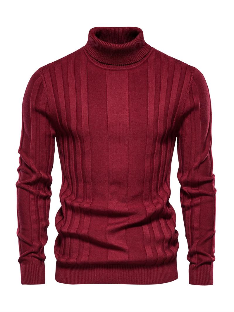 KZZ Men's Solid Turtleneck Sweater,Men's Knitwear for Daily Wear