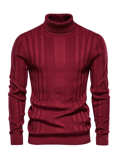 KZZ Men's Solid Turtleneck Sweater,Men's Knitwear for Daily Wear