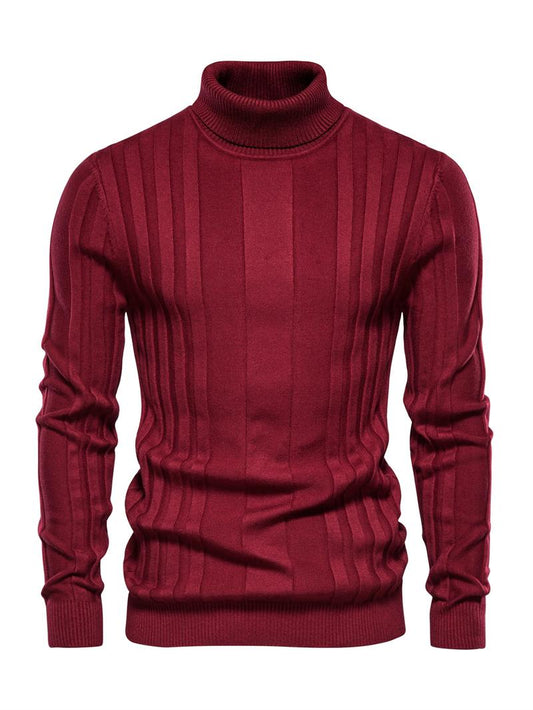 KZZ Men's Solid Turtleneck Sweater,Men's Knitwear for Daily Wear