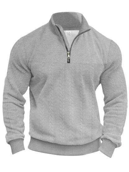 KZZ Men's Solid Zip Up Drop Shoulder Sweatshirt