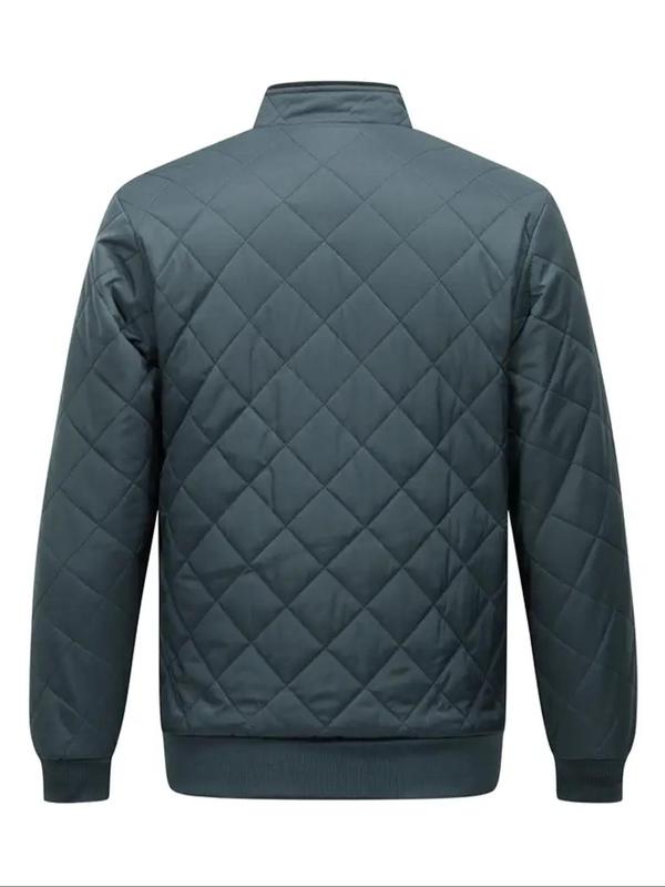 KZZ Men's Plain Quilted Zip Up Pocket Winter Coat