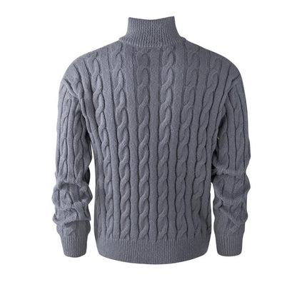 KZZ Men's solid color zipper sweater, fashionable knit long sleeved