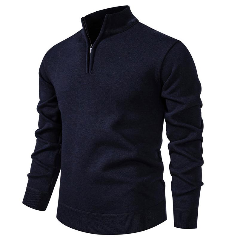 KZZ Men's Quarter Zip Sweater Slim Fit Lightweight High Neck Pullover Casual Sweater