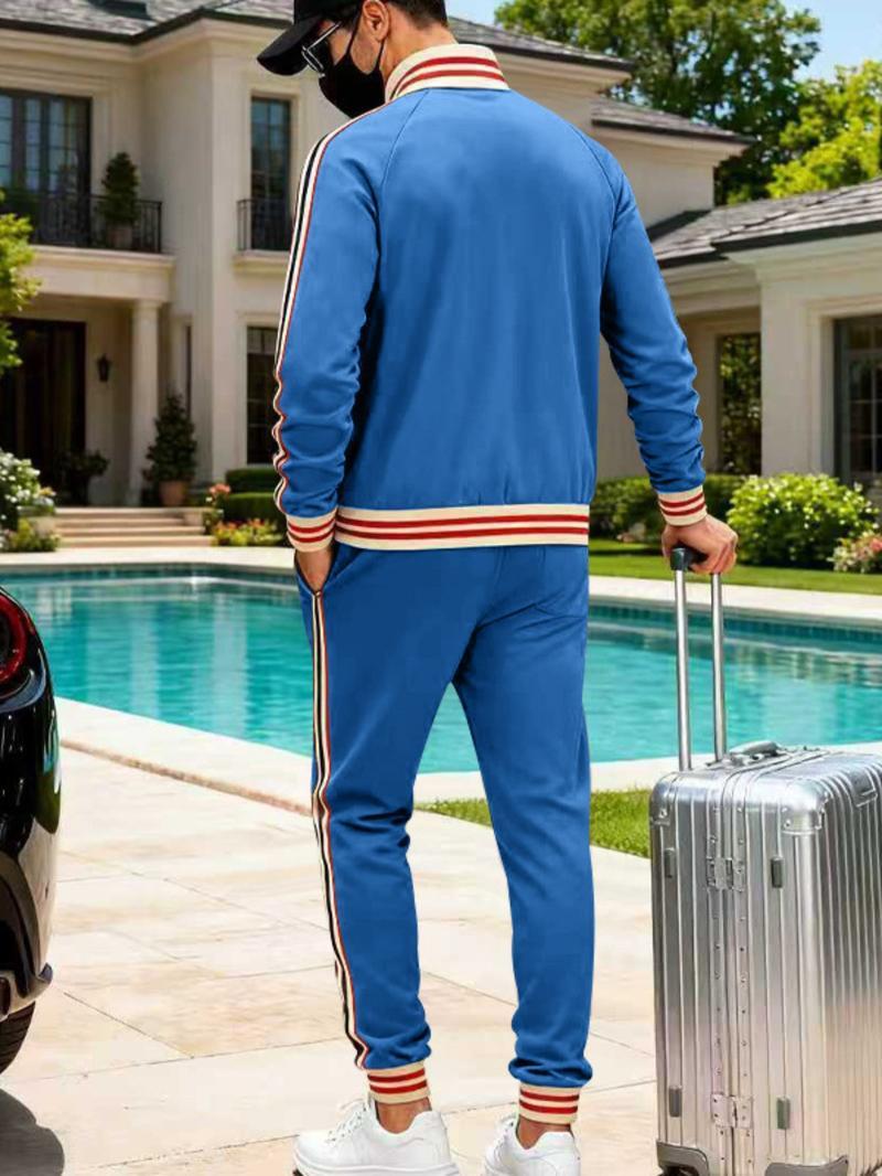 KZZ Men's Fall Fashion Set - Lightweight Loose-Fit Casual Stand Collar Sportswear