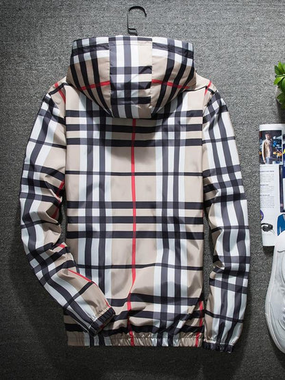 KZZ Men's Lightweight Hooded Jacket, Zip-Up Windbreaker