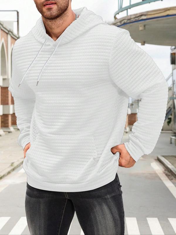 KZZ Men's Casual Plaid Drawstring Hoodie