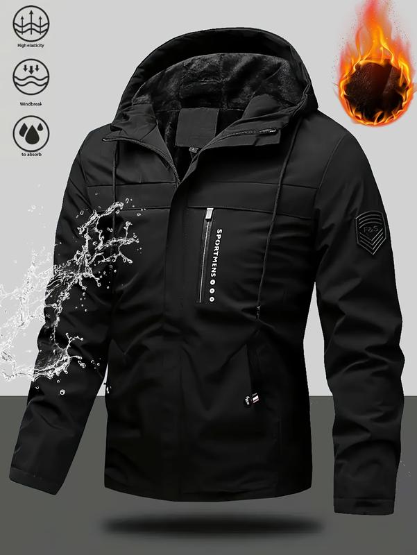 KZZMen's Heavyweight Full-Zip Hooded Jacket Windproof High-Quality Coat