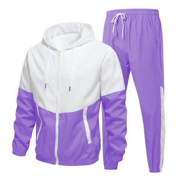 KZZ patchwork jacket and casual sports pants two-piece set