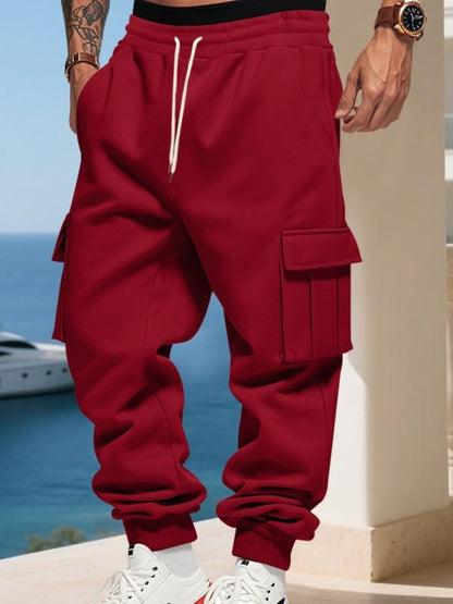 KZZ Men's Loose Fit Fleece Lined Cargo Pants