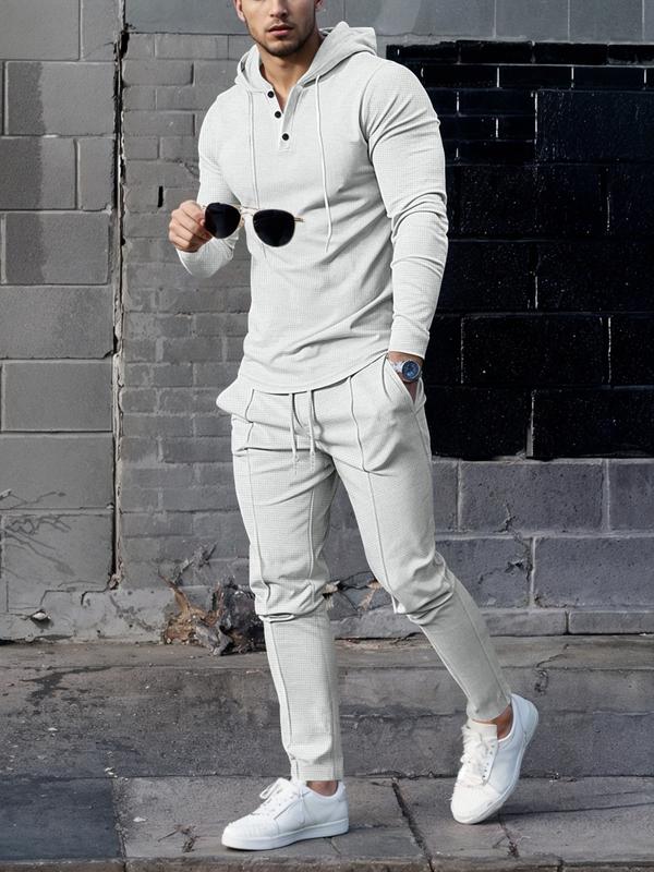 KZZ Essential Waffle Hoodie & Pants Combo | Men's Quick-Dry Lounge Set