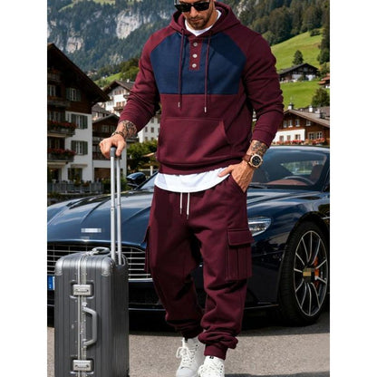 KZZ Men's Winter Heavyweight Fleece Hoodie Set