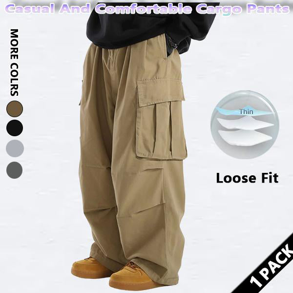 KZZ Loose Lightweight style Sports Pants Men Trousers Large pocket cargo casual trousers