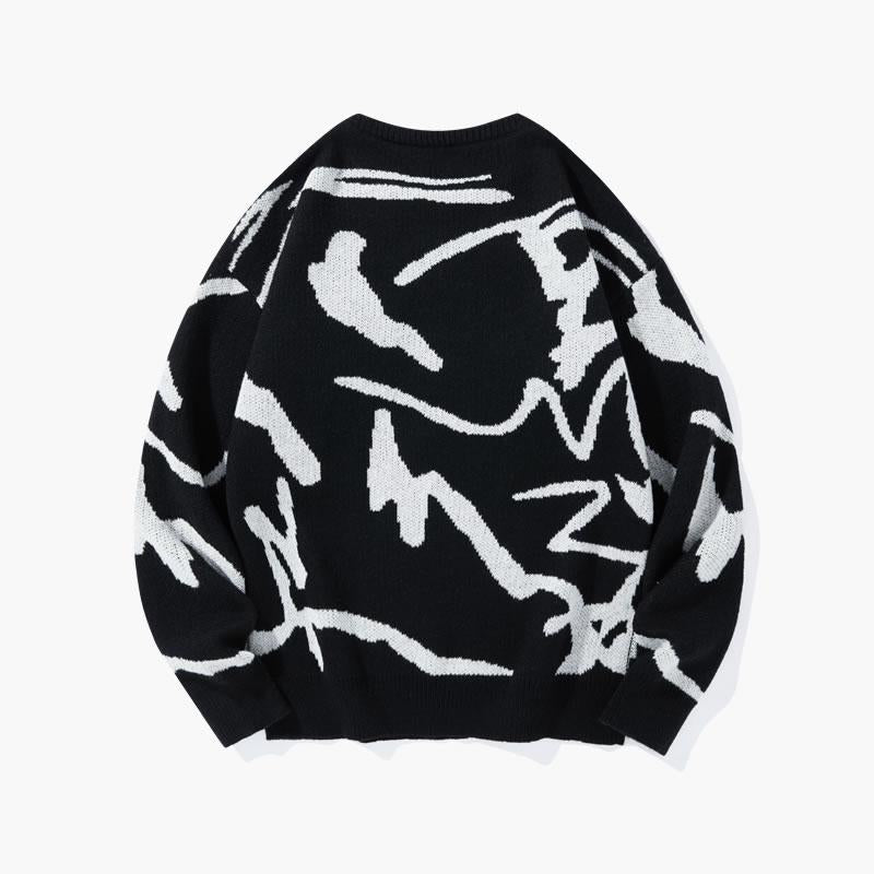 KZZ Men's Knitted Long Sleeve Sweater Crew Neck Graphic Casual Regular Fit Jumper