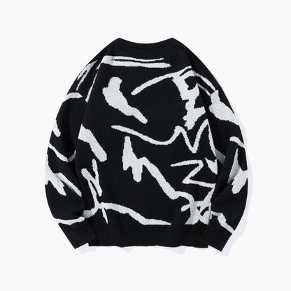 KZZ Men's Knitted Long Sleeve Sweater Crew Neck Graphic Casual Regular Fit Jumper