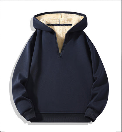 KZZ Men's Casual Pullover Sweatshirt, Half-Zip with Thickened Quarter-Zip, Fleece Lining