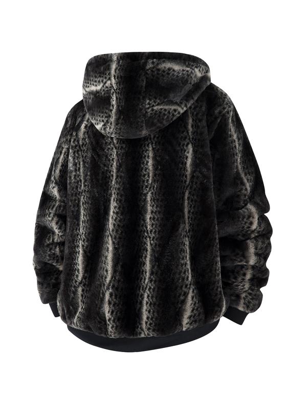 KZZ Men's Winter Fashion Fleece Jacket, Trendy Leopard Print Double-Sided Warm Coat