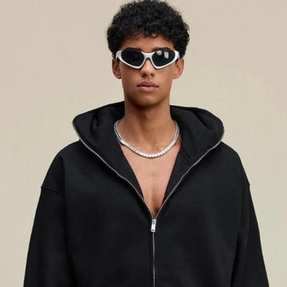 KZZ Jacket Zip Up Fashion Double Layer Hoodie Hip Hop Outerwear Jacket