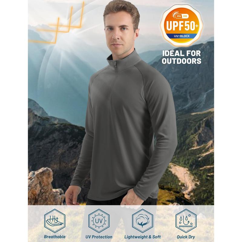 KZZ Men's  Zip Shirt  Quick Dry Lightweight Long Clothing Sports Casual Wear