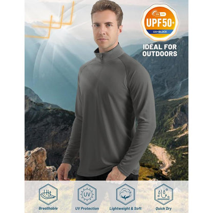 KZZ Men's  Zip Shirt  Quick Dry Lightweight Long Clothing Sports Casual Wear