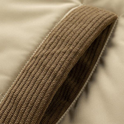 KZZ Winter Hooded Casual Fleece-Lined Men's Coat with Removable Hood