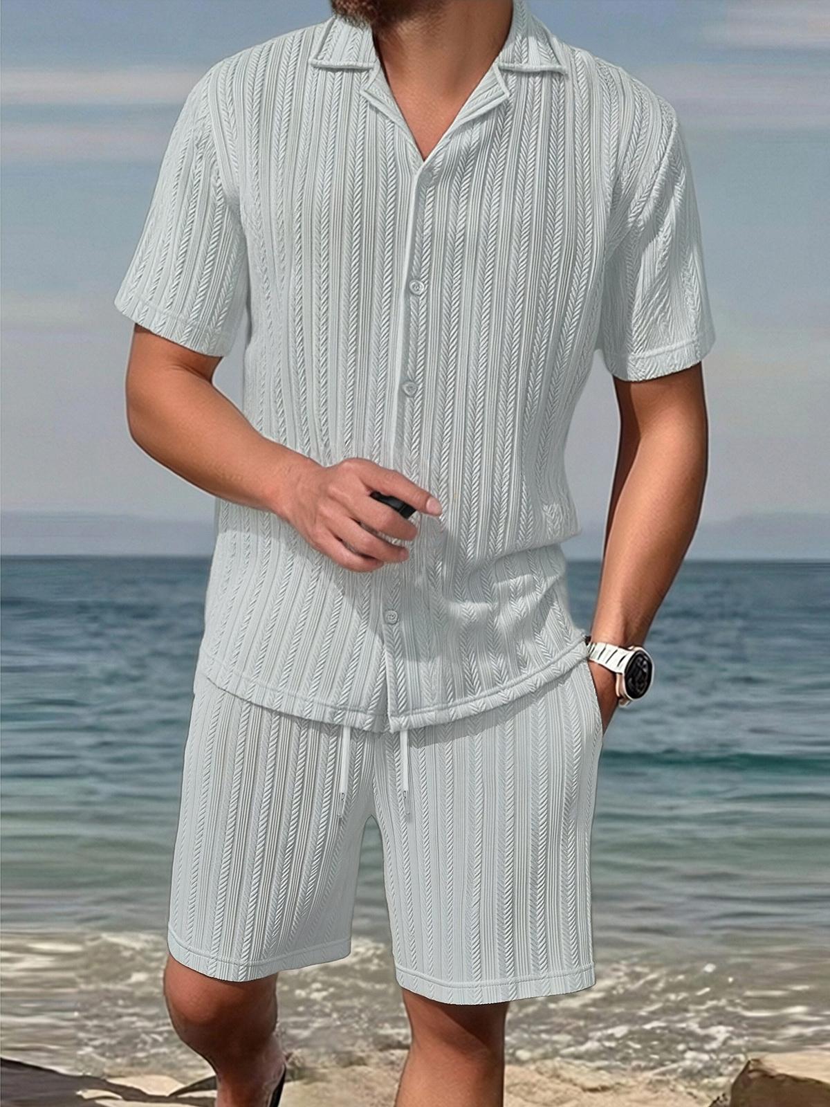 KZZ Men's Textured Knit Two-Piece Set