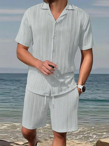 KZZ Men's Textured Knit Two-Piece Set