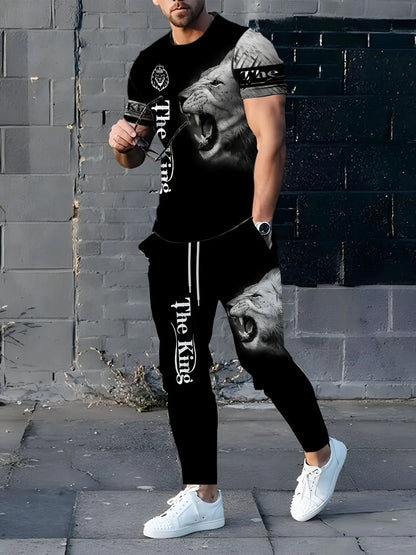 KZZ Men's 3D Lion Print Sports Set