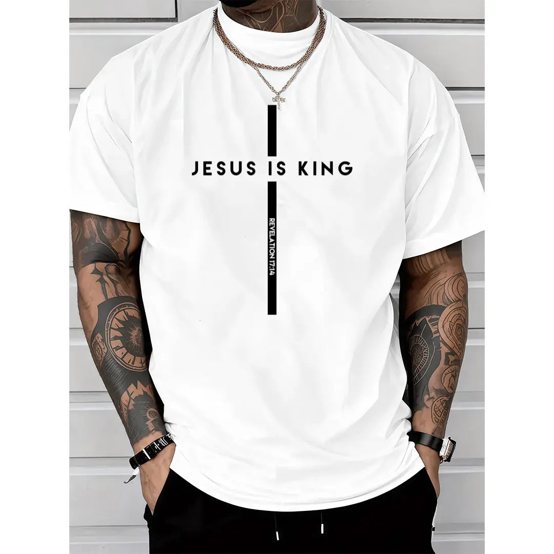 KZZ Men's pure cotton crew neck short-sleeved shirt