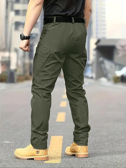 KZZ Men's Solid Color Flap Pocket Zipper Fly Cargo Pants without Belt Accessories
