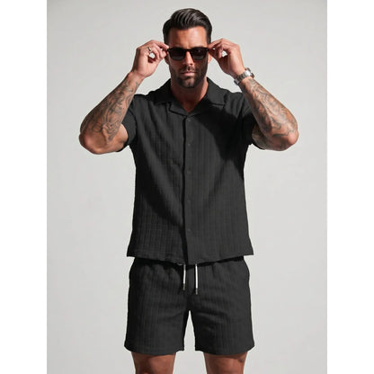 KZZ Men's Textured Two-Piece Set