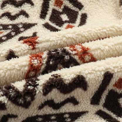 KZZ Men's Ethnic Pattern Drop Shoulder Zipper Sweatshirt