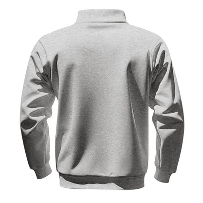 KZZ Men's Solid Half Zip Up Sweatshirt Loose Casual Long Sleeve