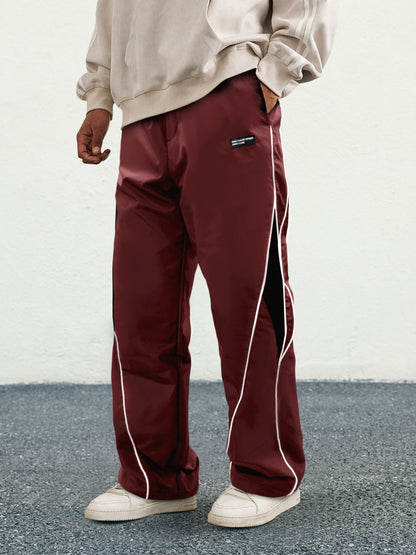 KZZ Men's Letter Patchwork Side Stripe Drawstring Waist Pants