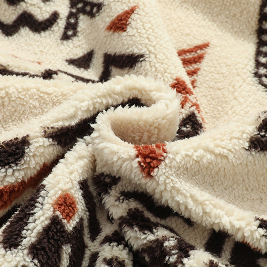 KZZ Men's Ethnic Pattern Drop Shoulder Zipper Sweatshirt