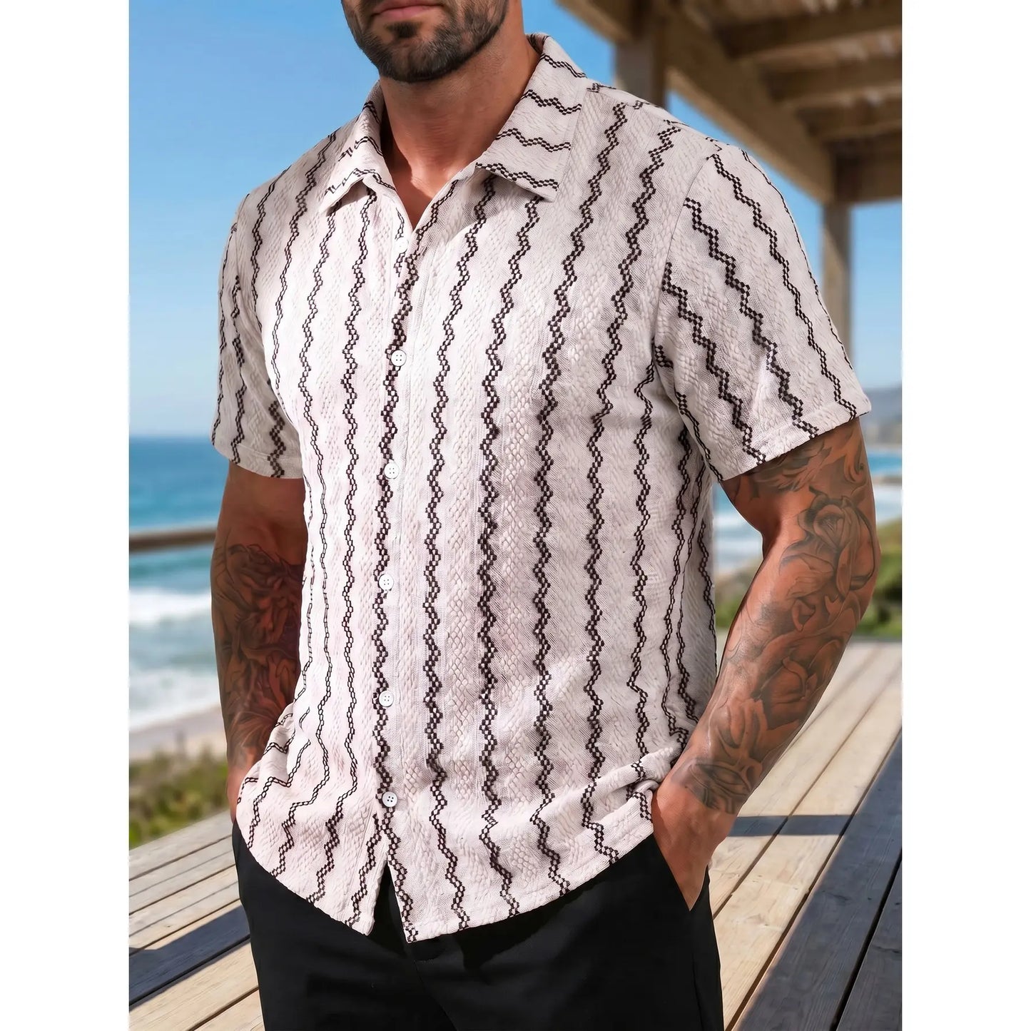 KZZ Men's stylish casual short-sleeve T-shirt