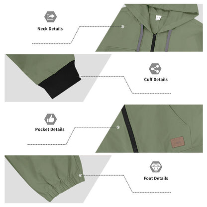 KZZ Men's Hooded Workwear Casual Street Style Jumpsuit